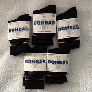 New Bombas  Black and Orange Athletic Socks size XS pack of 5